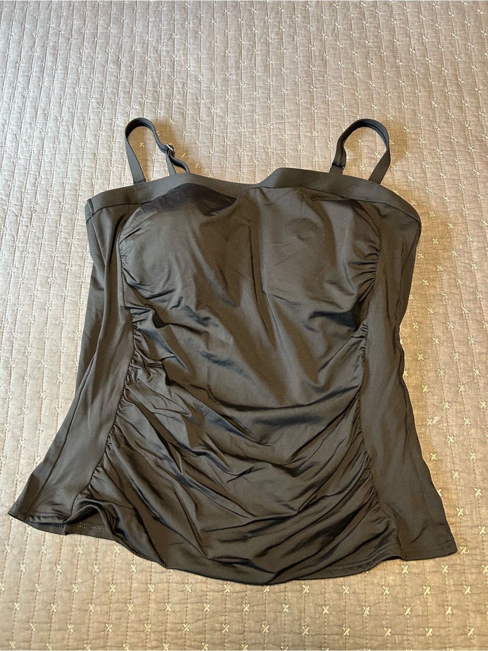 Lands End Black Tummy Control Tankini Swim Top